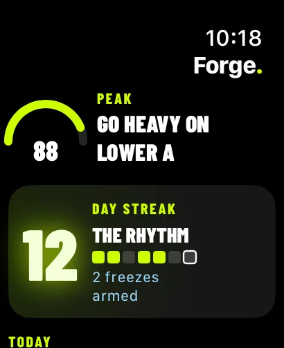 Readiness and streak on Apple Watch